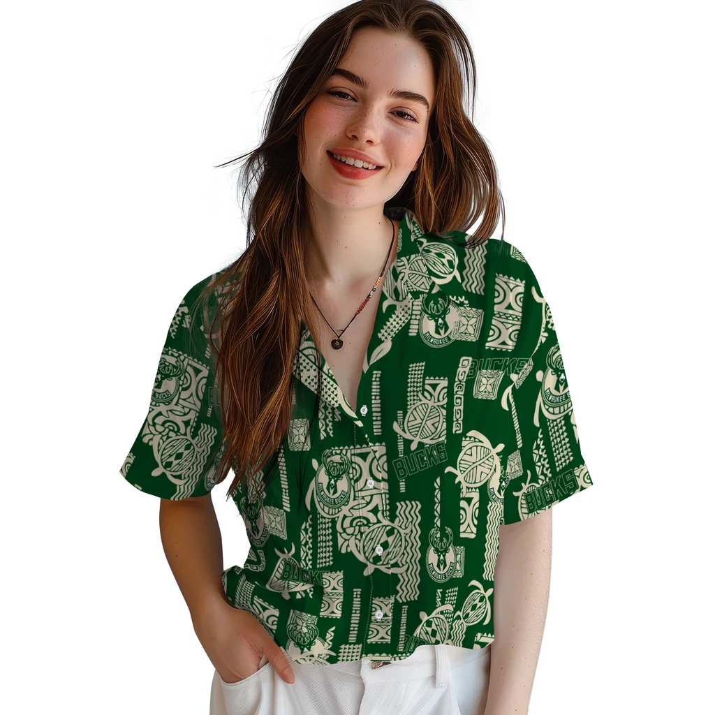 Milwaukee Bucks Hawaiian Shirt - Turtle Lines milwaukee bucks turtle lines green hawaiian shirts latest model