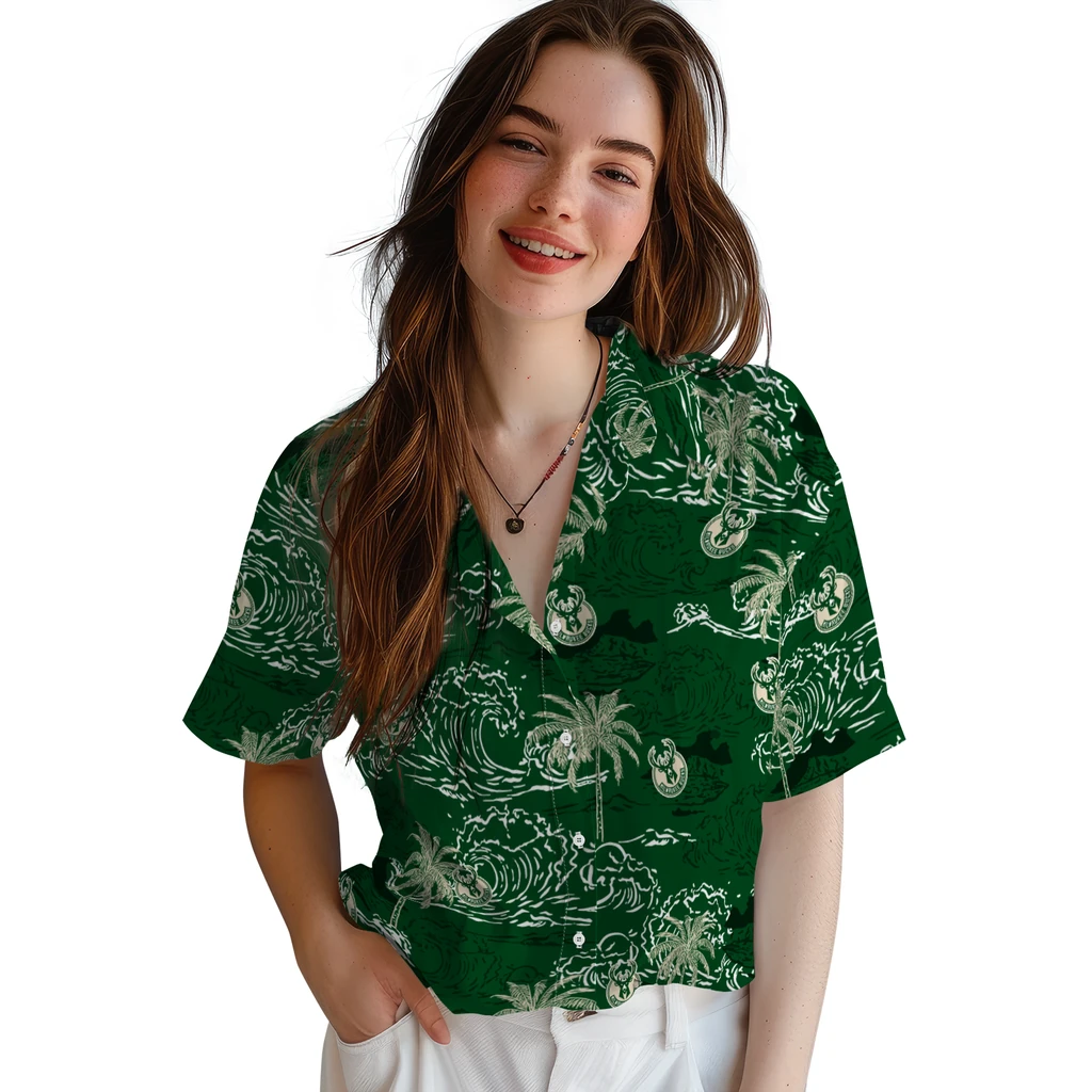 Milwaukee Bucks Hawaiian Shirt - Wave Palm milwaukee bucks wave palm green hawaiian shirts latest model