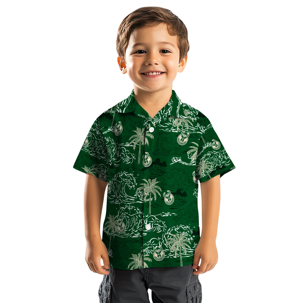 Milwaukee Bucks Hawaiian Shirt - Wave Palm milwaukee bucks wave palm green hawaiian shirts top rated