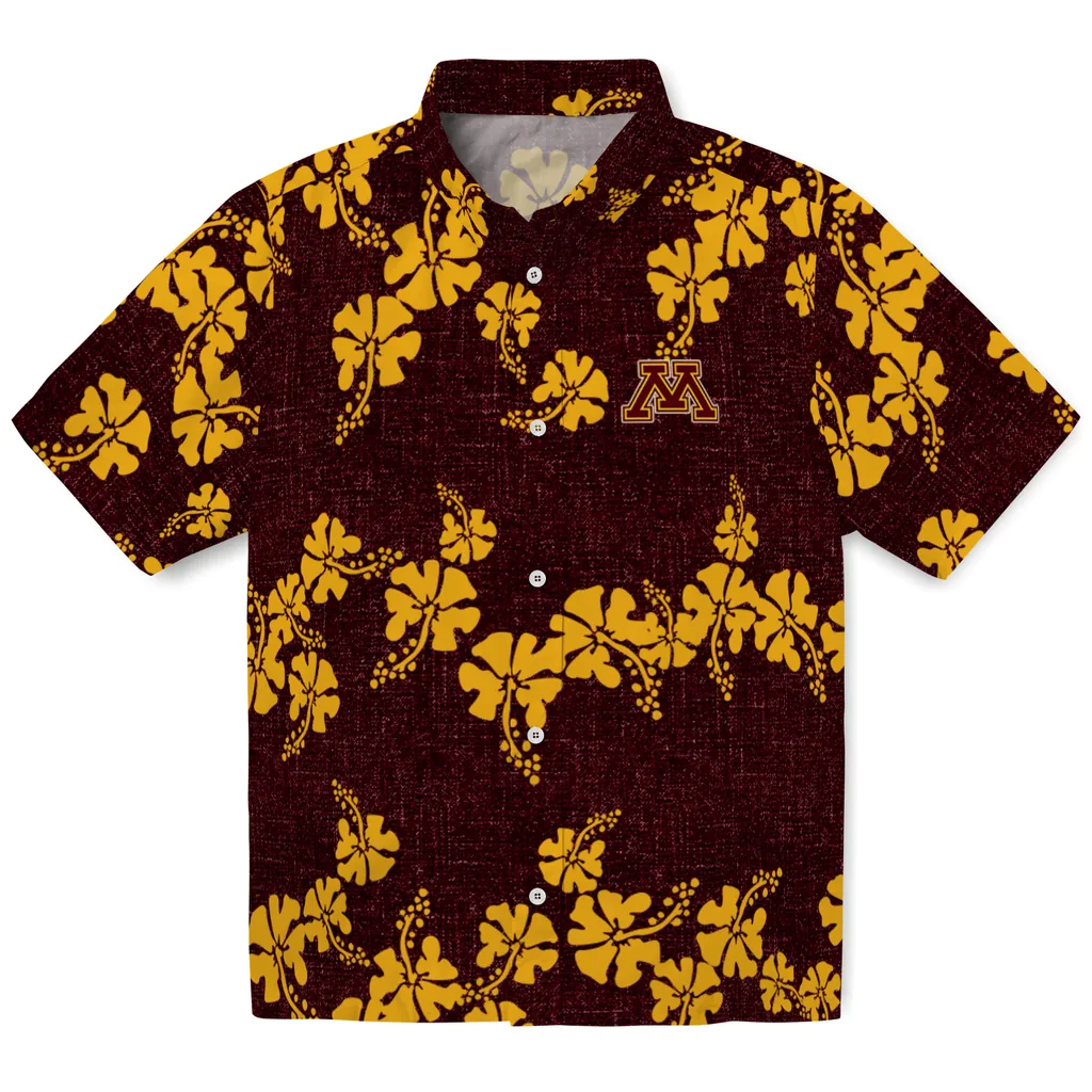 Minnesota Golden Gophers Hawaiian Shirt - 50th State Flower minnesota golden gophers hibiscus petals maroon hawaiian shirts best selling