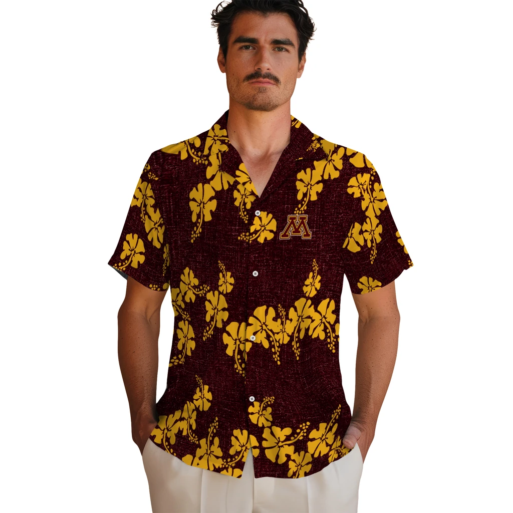 Minnesota Golden Gophers Hawaiian Shirt - 50th State Flower minnesota golden gophers hibiscus petals maroon hawaiian shirts fashion forward