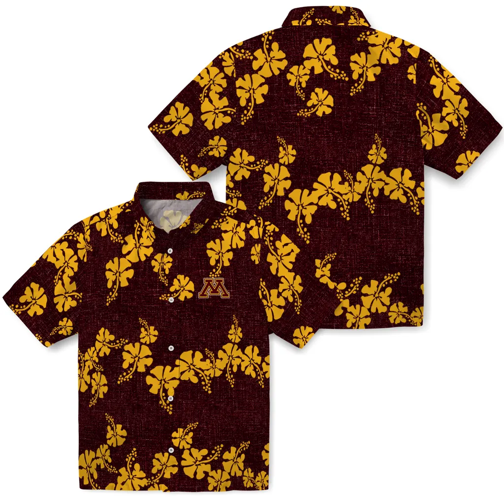 Minnesota Golden Gophers Hawaiian Shirt - 50th State Flower minnesota golden gophers hibiscus petals maroon hawaiian shirts high quality