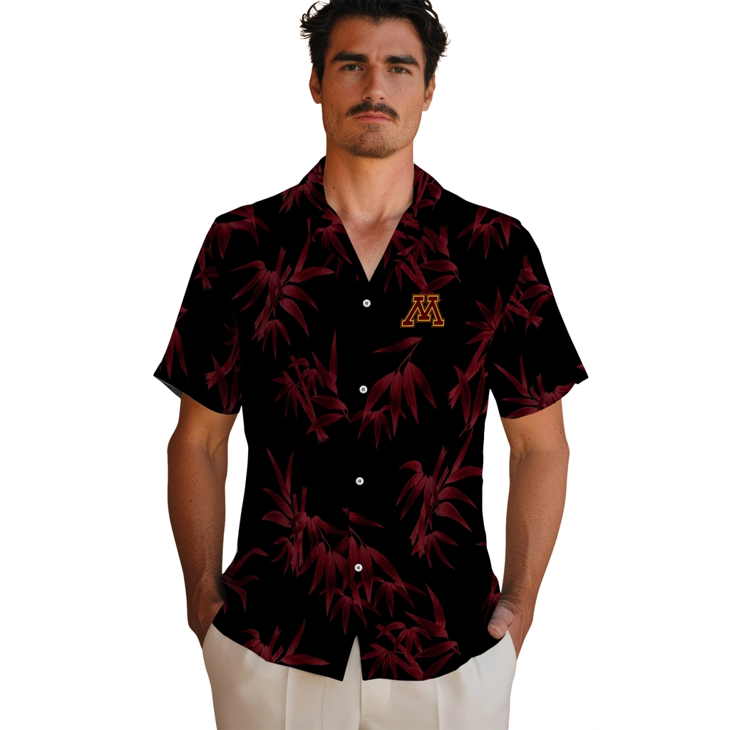 Minnesota Golden Gophers Hawaiian Shirt - Bamboo Branches minnesota golden gophers bamboo branches maroon black hawaiian shirts fashion forward
