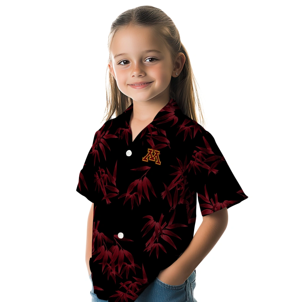Minnesota Golden Gophers Hawaiian Shirt - Bamboo Branches minnesota golden gophers bamboo branches maroon black hawaiian shirts premium grade