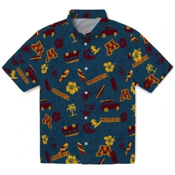 minnesota golden gophers beach vibe navy hawaiian shirts best selling