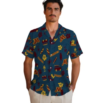minnesota golden gophers beach vibe navy hawaiian shirts fashion forward