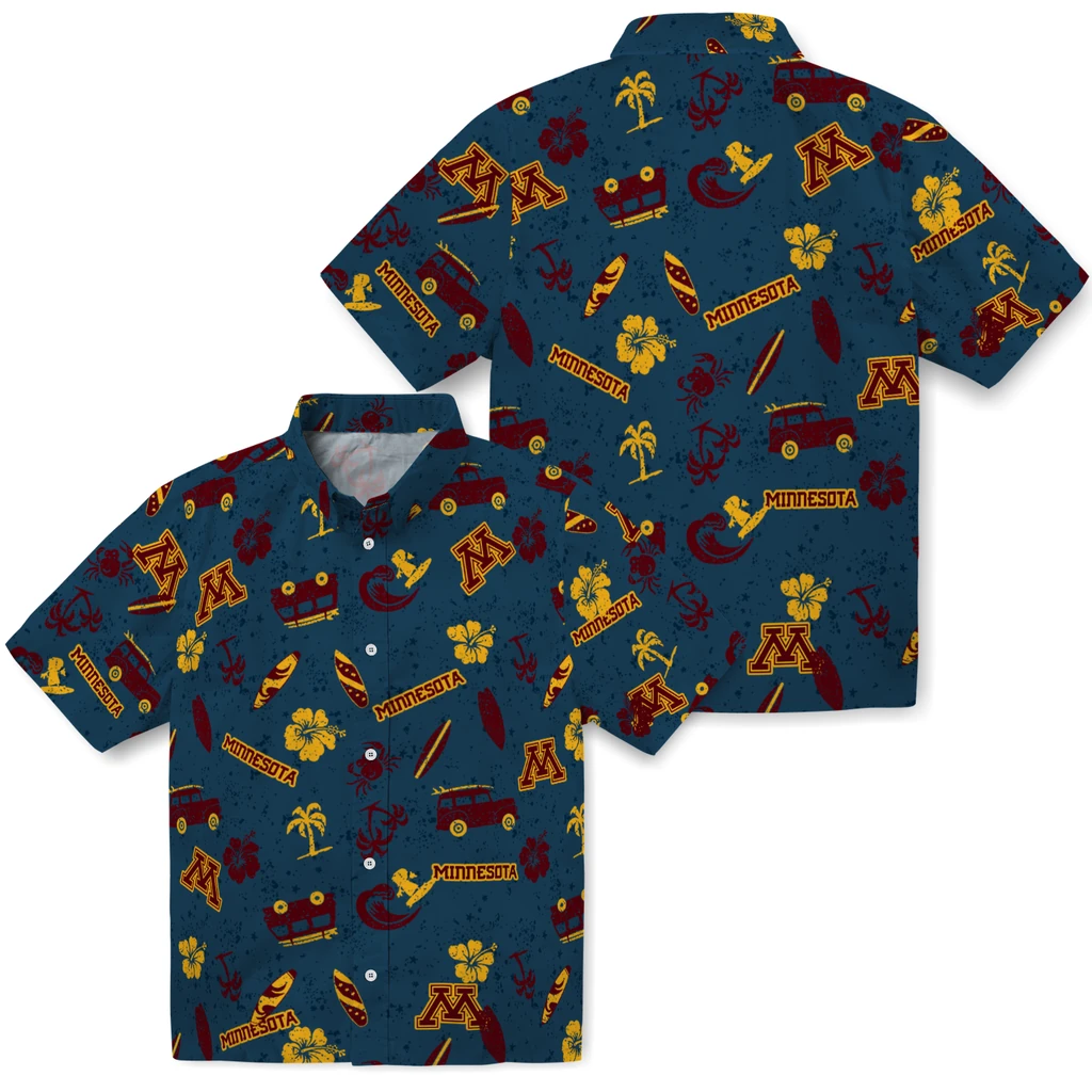 Minnesota Golden Gophers Hawaiian Shirt - Beach Vibe minnesota golden gophers beach vibe navy hawaiian shirts high quality