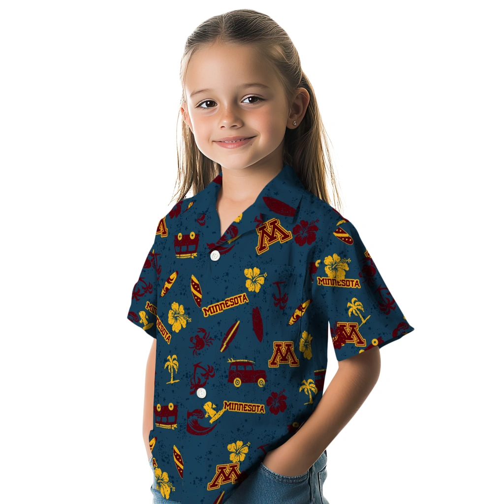 Minnesota Golden Gophers Hawaiian Shirt - Beach Vibe minnesota golden gophers beach vibe navy hawaiian shirts premium grade