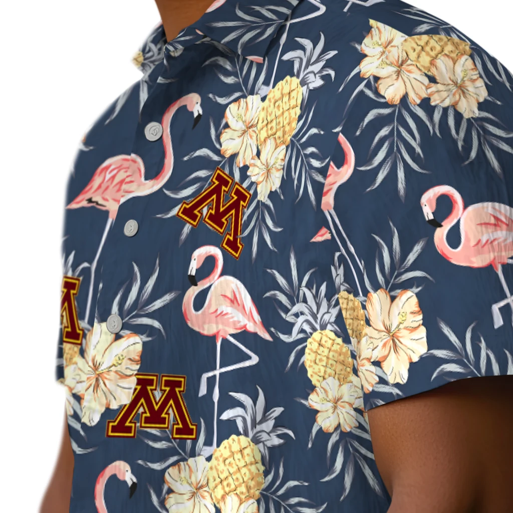 Minnesota Golden Gophers Hawaiian Shirt - Flamingo Hibiscus minnesota golden gophers flamingo hibiscus navy hawaiian shirts trendy