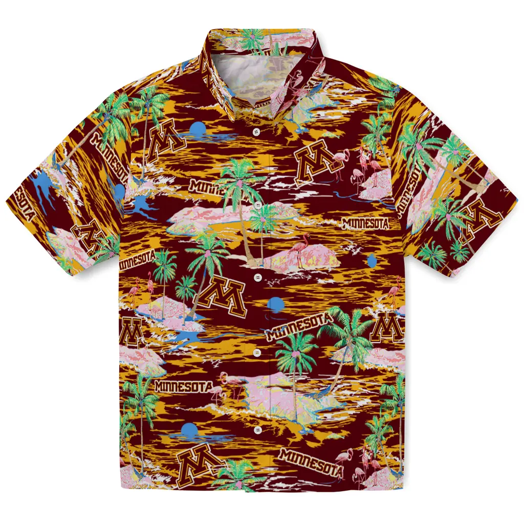 Minnesota Golden Gophers Hawaiian Shirt - Hawaii Island minnesota golden gophers flamingo retreat maroon hawaiian shirts best selling