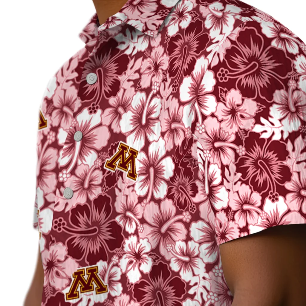 Minnesota Golden Gophers Hawaiian Shirt - Hibiscus Blooms minnesota golden gophers hibiscus blooms maroon hawaiian shirts trendy