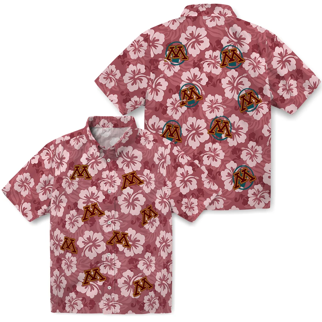 Minnesota Golden Gophers Hawaiian Shirt - Hibiscus Cluster minnesota golden gophers hibiscus cluster maroon hawaiian shirts high quality