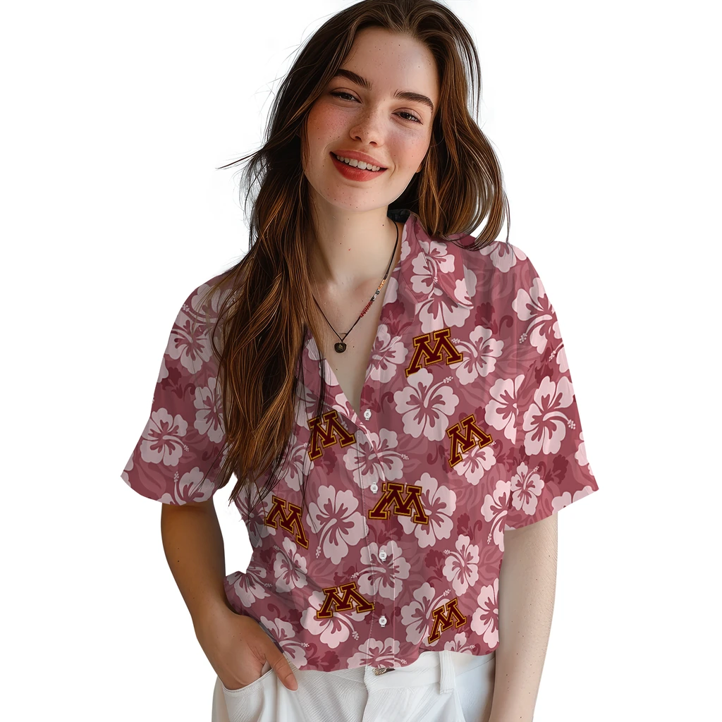 Minnesota Golden Gophers Hawaiian Shirt - Hibiscus Cluster minnesota golden gophers hibiscus cluster maroon hawaiian shirts latest model