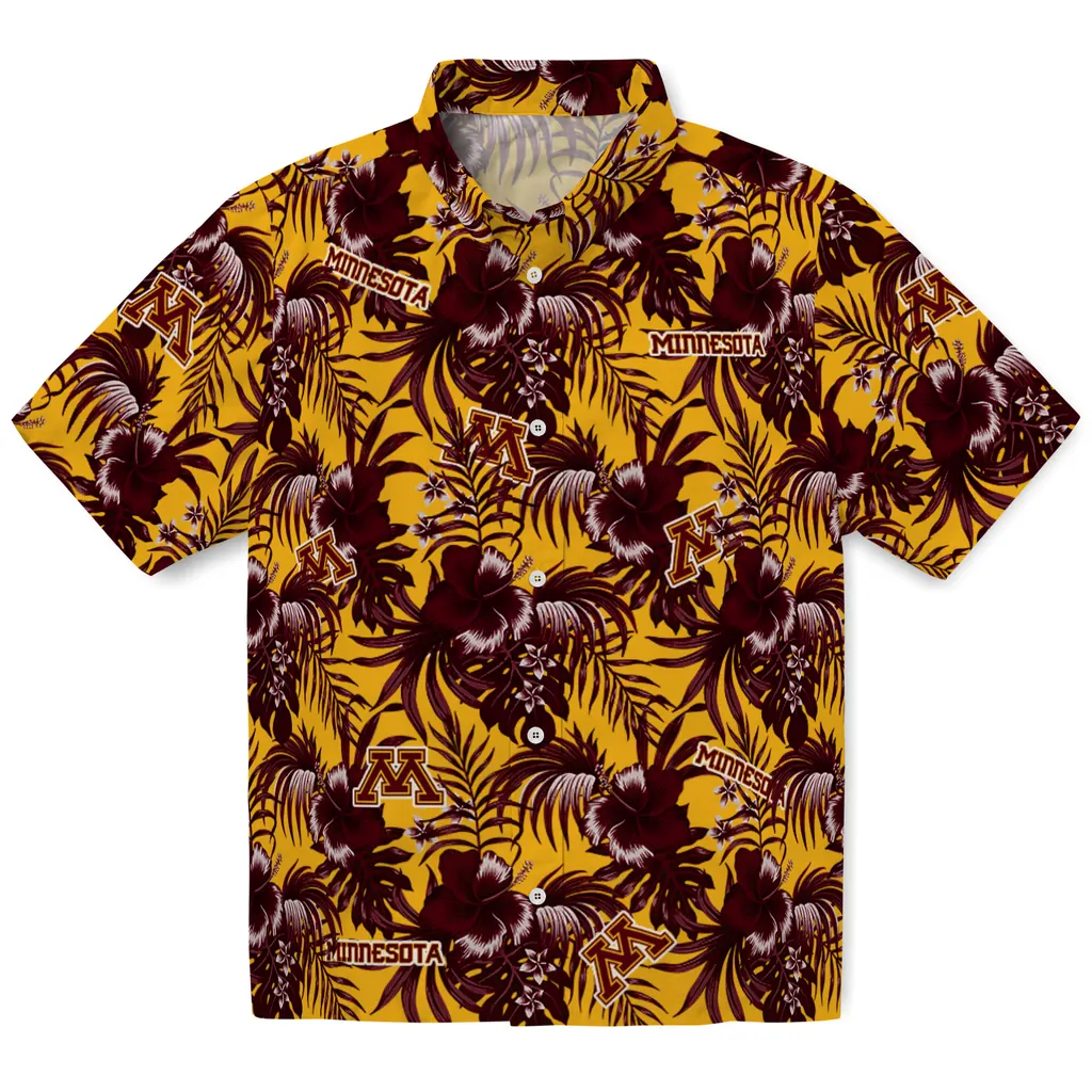 Minnesota Golden Gophers Hawaiian Shirt - Hibiscus Exotic minnesota golden gophers hibiscus exotic maroon hawaiian shirts best selling