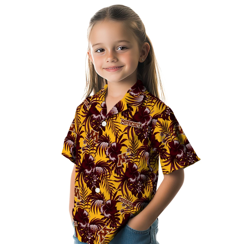 Minnesota Golden Gophers Hawaiian Shirt - Hibiscus Exotic minnesota golden gophers hibiscus exotic maroon hawaiian shirts premium grade