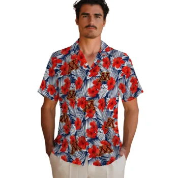 minnesota golden gophers hibiscus fiesta red royal blue hawaiian shirts fashion forward