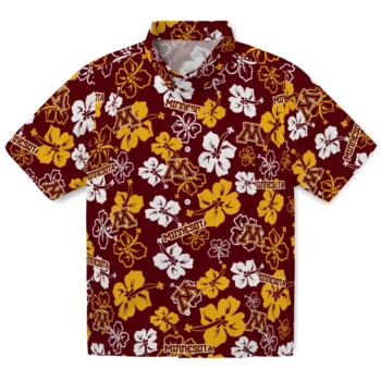 minnesota golden gophers hibiscus bloom maroon hawaiian shirts best selling