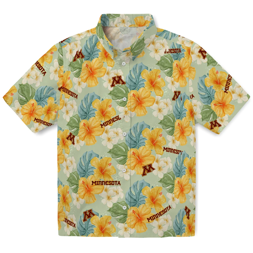 Minnesota Golden Gophers Hawaiian Shirt - Hibiscus Mood minnesota golden gophers hibiscus mood pale lime yellow hawaiian shirts best selling