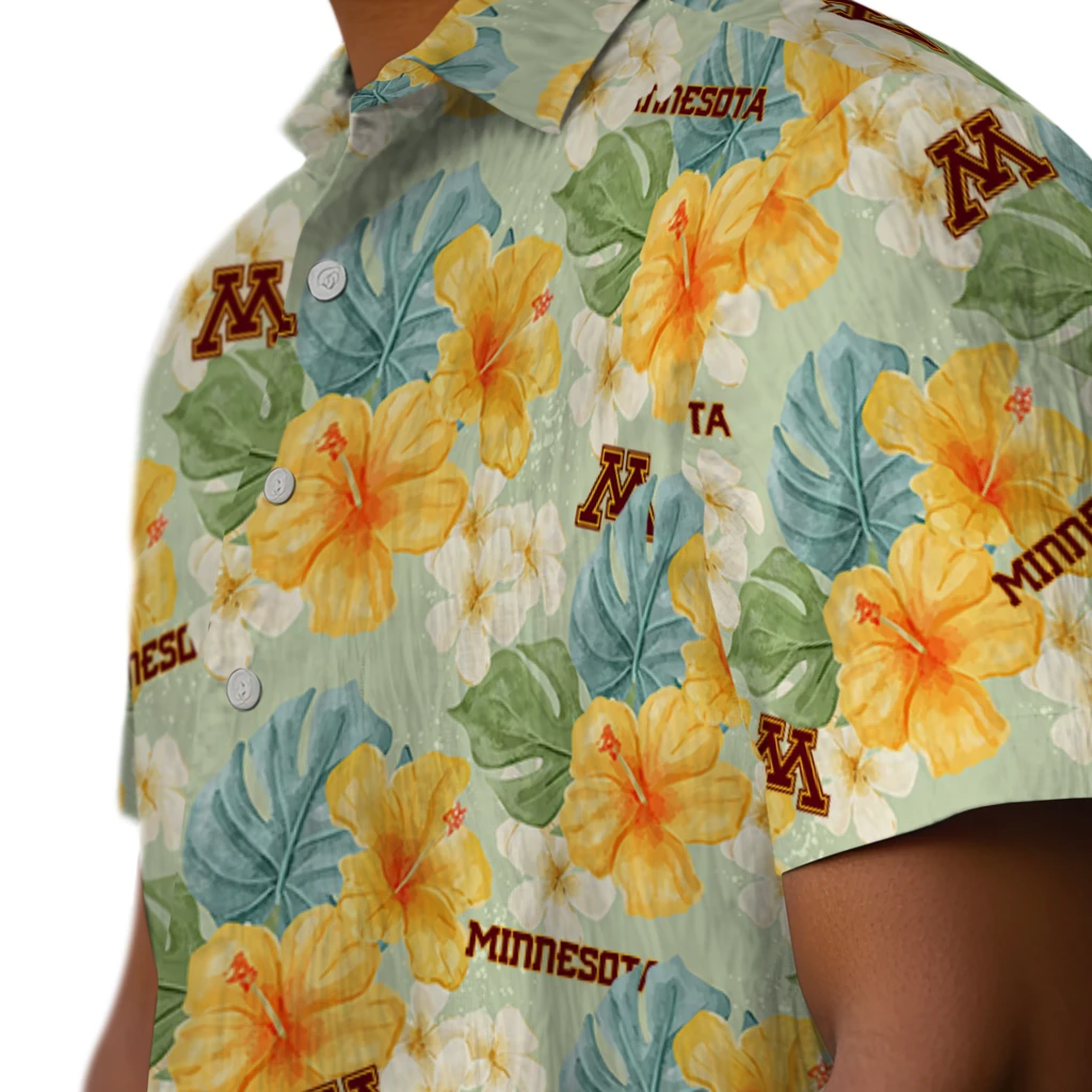 Minnesota Golden Gophers Hawaiian Shirt - Hibiscus Mood minnesota golden gophers hibiscus mood pale lime yellow hawaiian shirts trendy