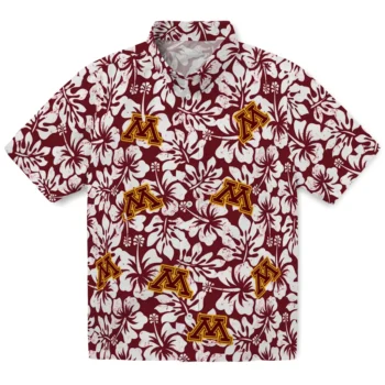minnesota golden gophers hibiscus motif maroon white hawaiian shirts best selling