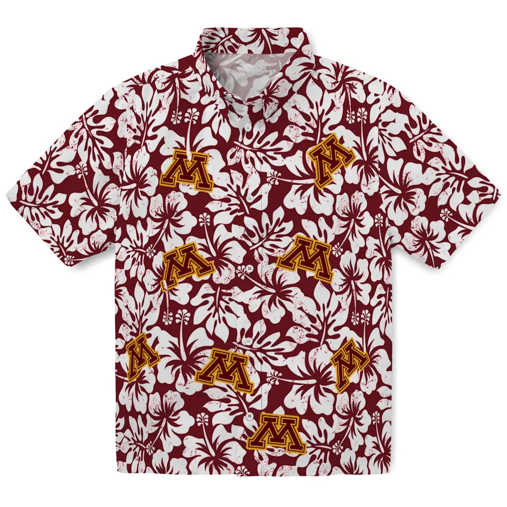 Minnesota Golden Gophers Hawaiian Shirt - Hibiscus Motif minnesota golden gophers hibiscus motif maroon white hawaiian shirts best selling