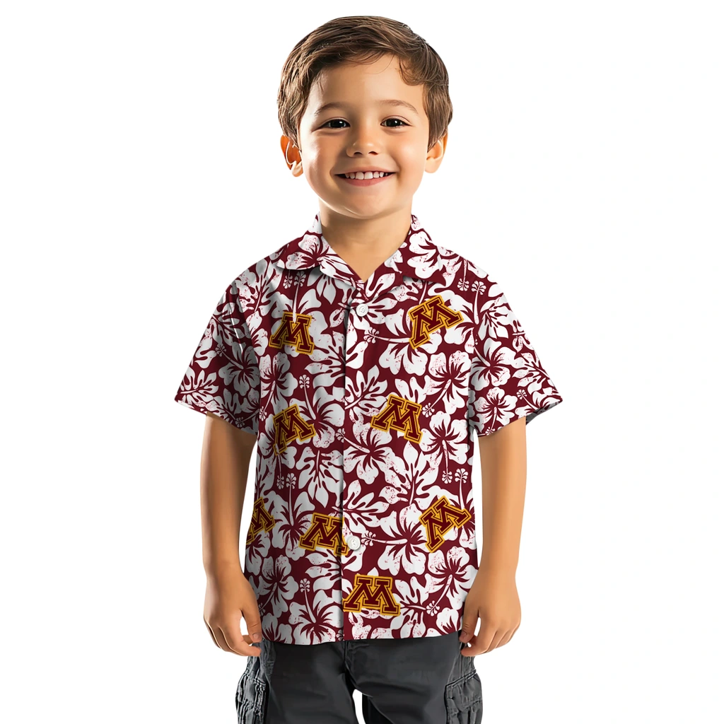 Minnesota Golden Gophers Hawaiian Shirt - Hibiscus Motif minnesota golden gophers hibiscus motif maroon white hawaiian shirts top rated