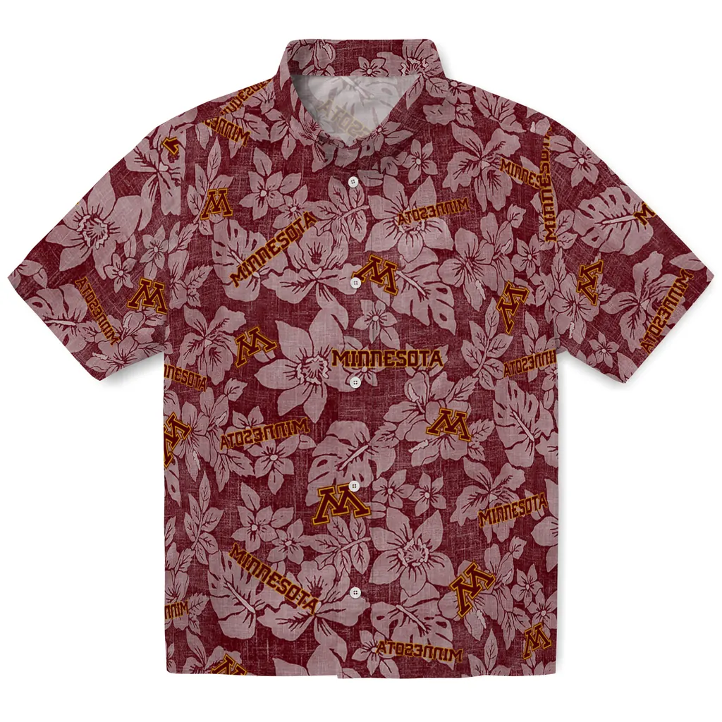 Minnesota Golden Gophers Hawaiian Shirt - Hibiscus Oasis minnesota golden gophers hibiscus oasis maroon hawaiian shirts best selling