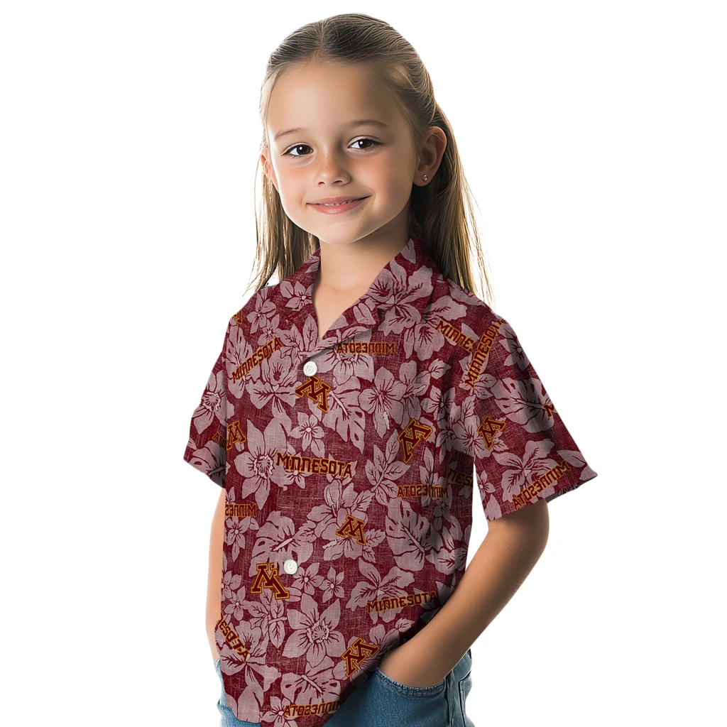 Minnesota Golden Gophers Hawaiian Shirt - Hibiscus Oasis minnesota golden gophers hibiscus oasis maroon hawaiian shirts premium grade