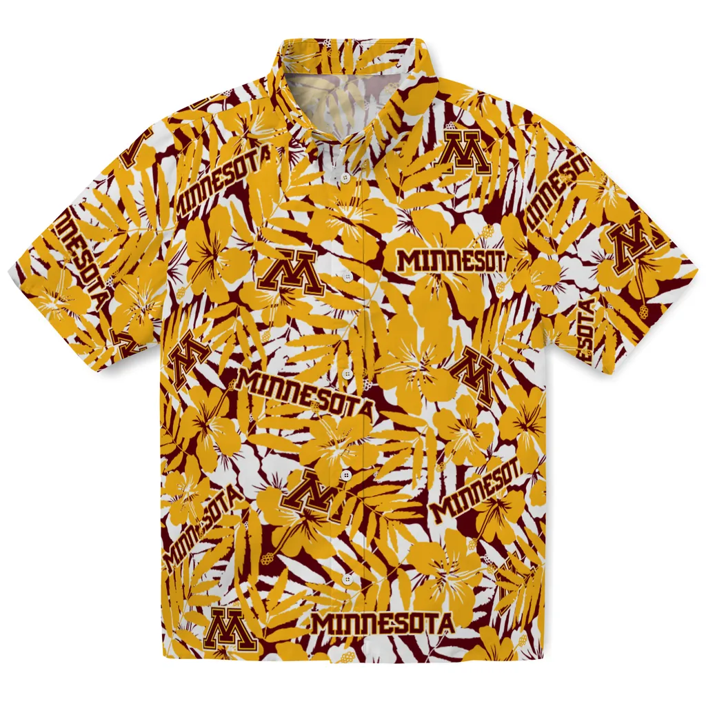 Minnesota Golden Gophers Hawaiian Shirt - Hibiscus Overlay minnesota golden gophers hibiscus overlay hawaiian shirts best selling