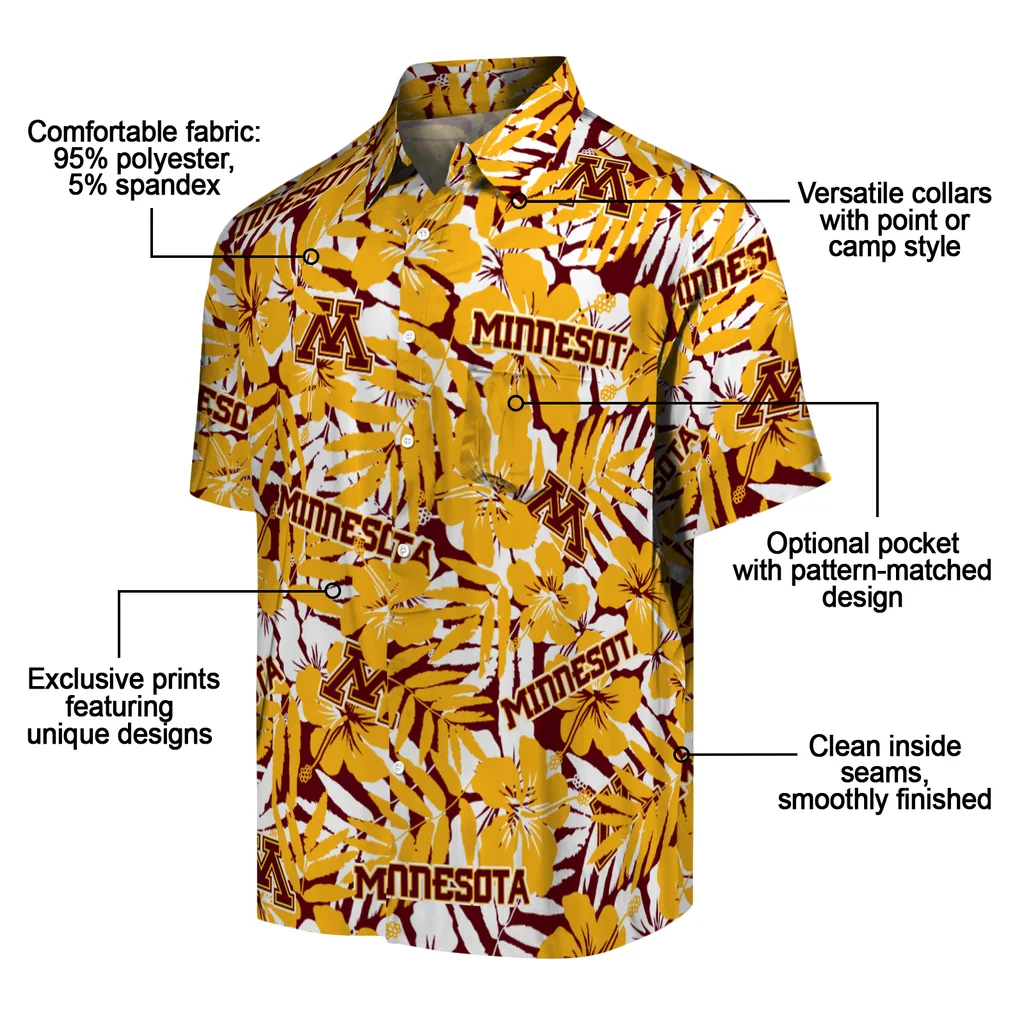 Minnesota Golden Gophers Hawaiian Shirt - Hibiscus Overlay minnesota golden gophers hibiscus overlay hawaiian shirts new arrival