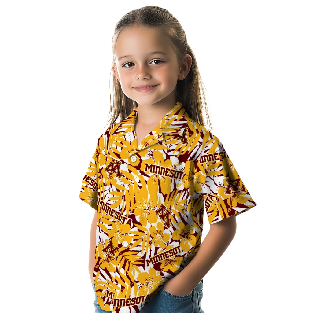 Minnesota Golden Gophers Hawaiian Shirt - Hibiscus Overlay minnesota golden gophers hibiscus overlay hawaiian shirts premium grade