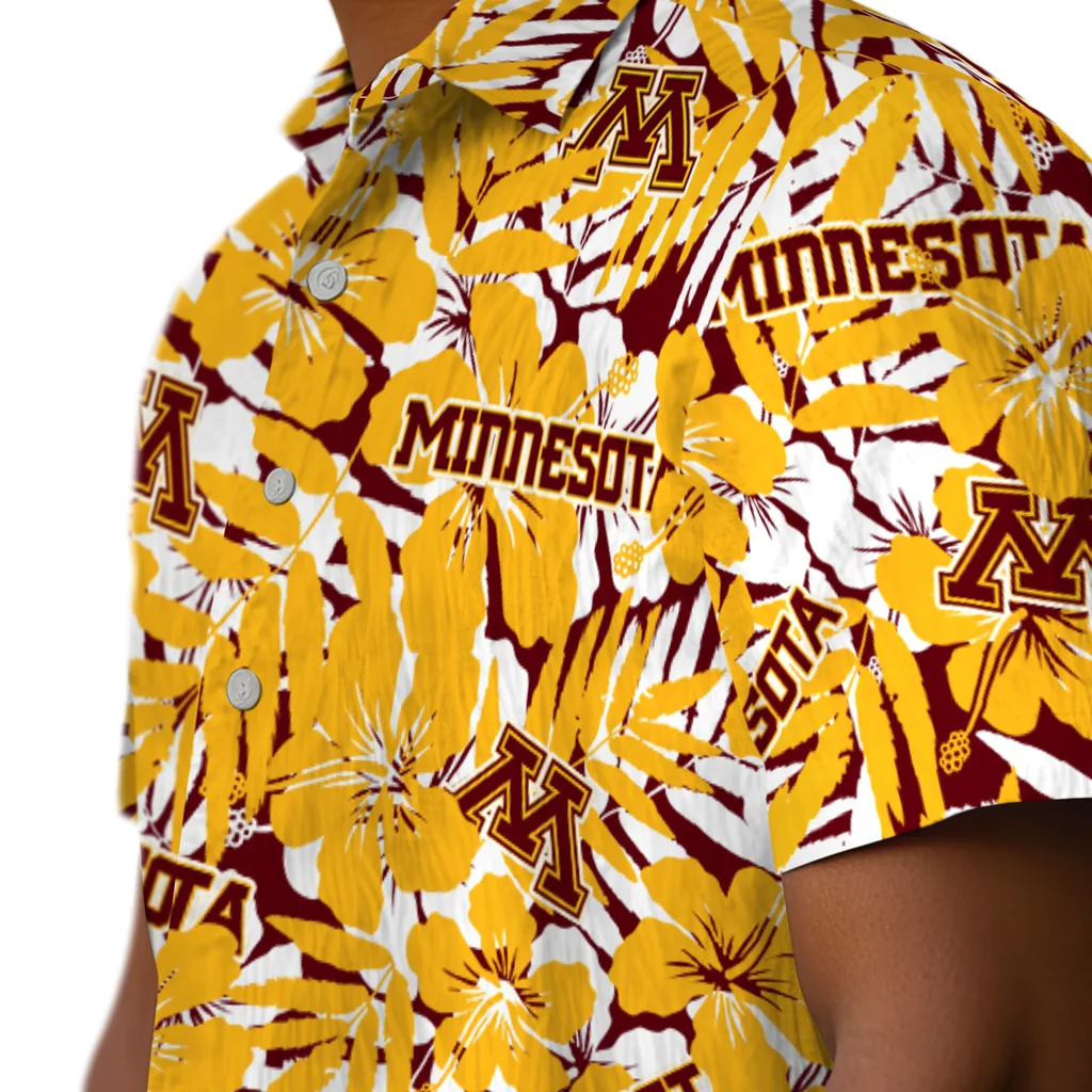 Minnesota Golden Gophers Hawaiian Shirt - Hibiscus Overlay minnesota golden gophers hibiscus overlay hawaiian shirts trendy