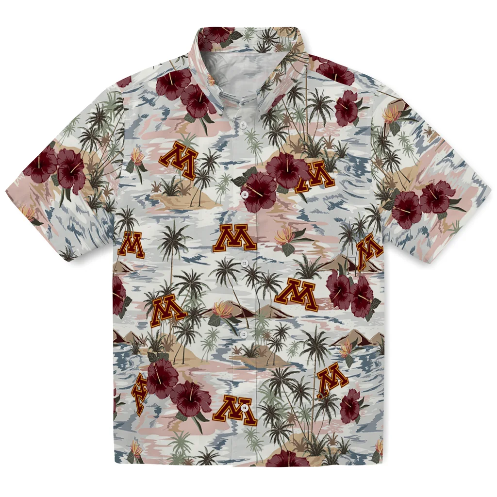 Minnesota Golden Gophers Hawaiian Shirt - Hibiscus Seaside minnesota golden gophers hibiscus seaside white hawaiian shirts best selling