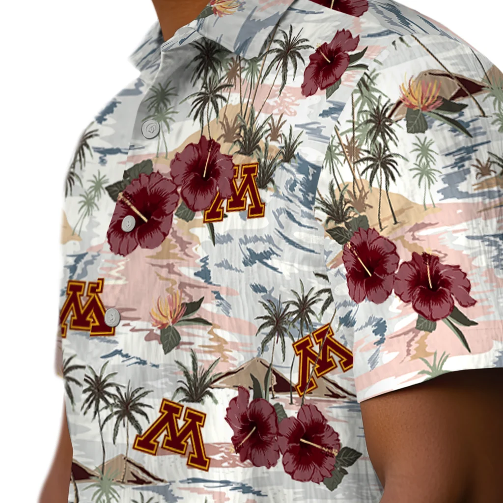 Minnesota Golden Gophers Hawaiian Shirt - Hibiscus Seaside minnesota golden gophers hibiscus seaside white hawaiian shirts trendy