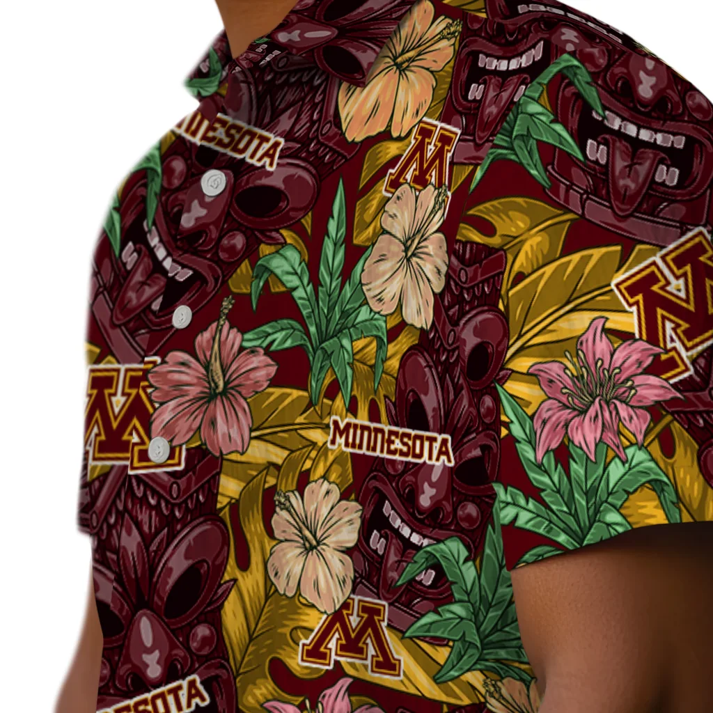 Minnesota Golden Gophers Hawaiian Shirt - Hibiscus Tiki Jungle minnesota golden gophers tiki jungle maroon hawaiian shirts trendy