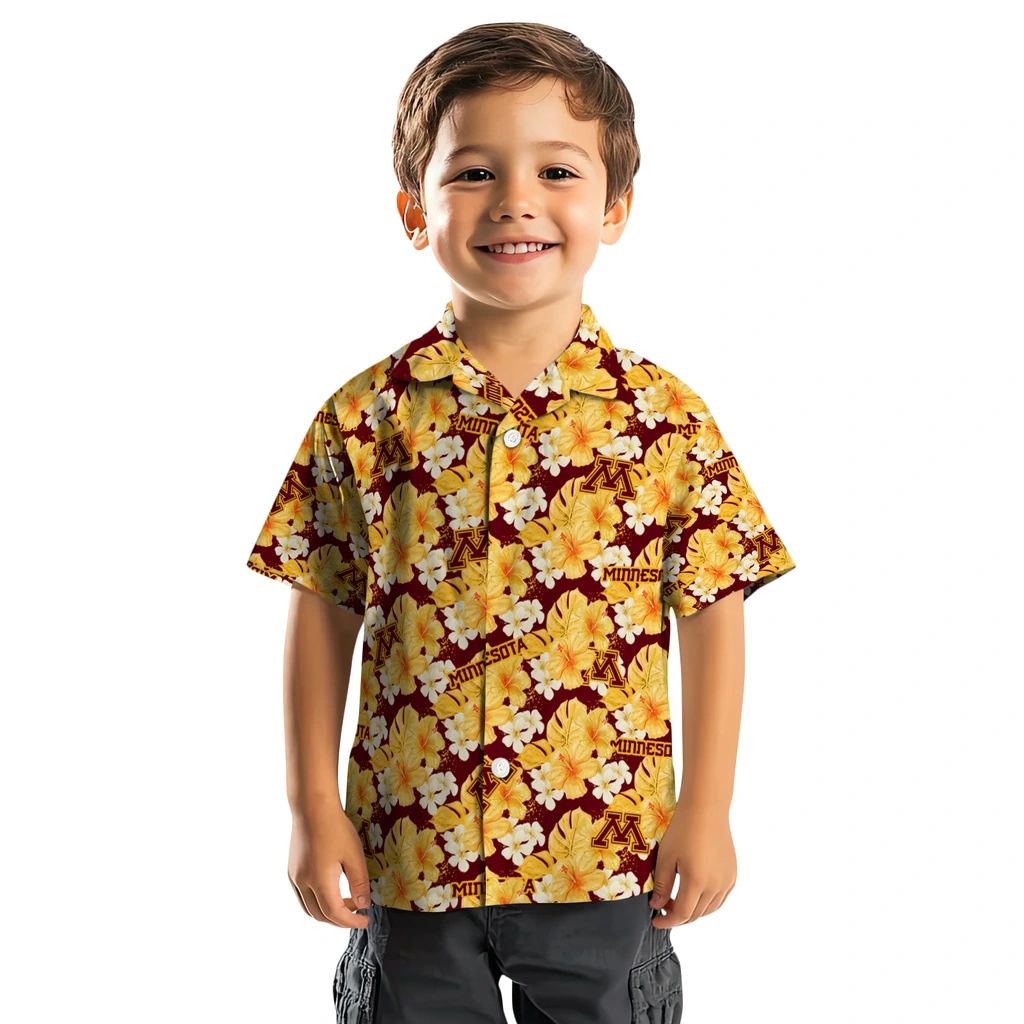 Minnesota Golden Gophers Hawaiian Shirt - Hibiscus Tropics minnesota golden gophers hibiscus tropics maroon yellow hawaiian shirts top rated