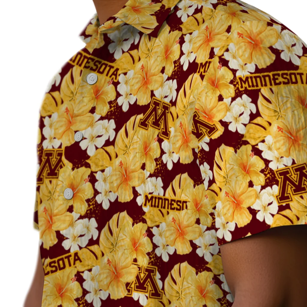 Minnesota Golden Gophers Hawaiian Shirt - Hibiscus Tropics minnesota golden gophers hibiscus tropics maroon yellow hawaiian shirts trendy
