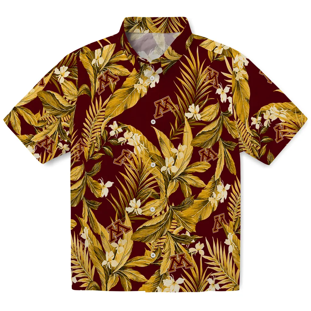 Minnesota Golden Gophers Hawaiian Shirt - Palm Leaves minnesota golden gophers palm leaves maroon hawaiian shirts best selling