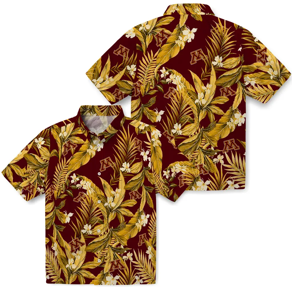 Minnesota Golden Gophers Hawaiian Shirt - Palm Leaves minnesota golden gophers palm leaves maroon hawaiian shirts high quality
