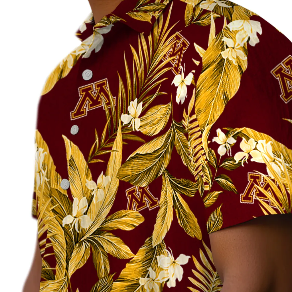 Minnesota Golden Gophers Hawaiian Shirt - Palm Leaves minnesota golden gophers palm leaves maroon hawaiian shirts trendy