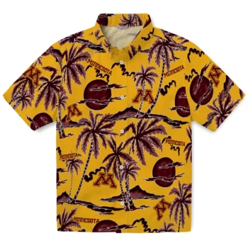 minnesota golden gophers palm sunset hawaiian shirts best selling