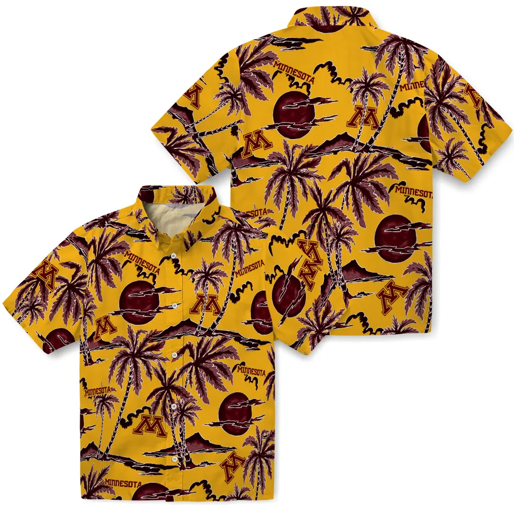 Minnesota Golden Gophers Hawaiian Shirt - Palm Sunset minnesota golden gophers palm sunset hawaiian shirts high quality