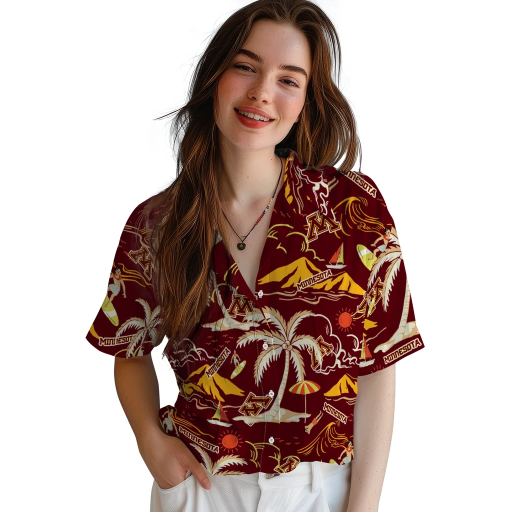 Minnesota Golden Gophers Hawaiian Shirt - Palm Tree Island minnesota golden gophers palm tree island maroon hawaiian shirts latest model