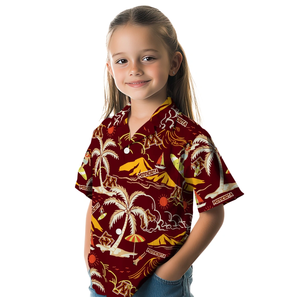 Minnesota Golden Gophers Hawaiian Shirt - Palm Tree Island minnesota golden gophers palm tree island maroon hawaiian shirts premium grade