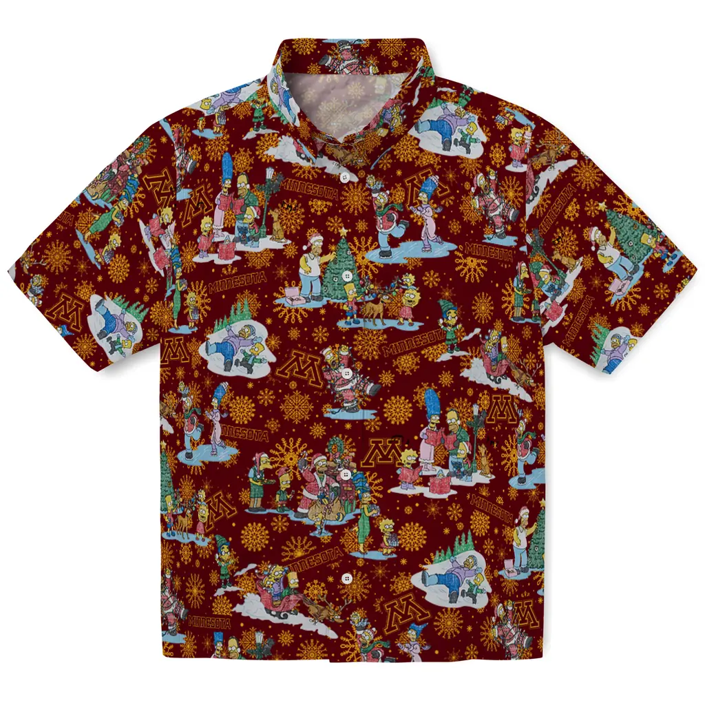 Minnesota Golden Gophers Hawaiian Shirt - Simpsons Christmas minnesota golden gophers simpsons christmas maroon hawaiian shirts best selling