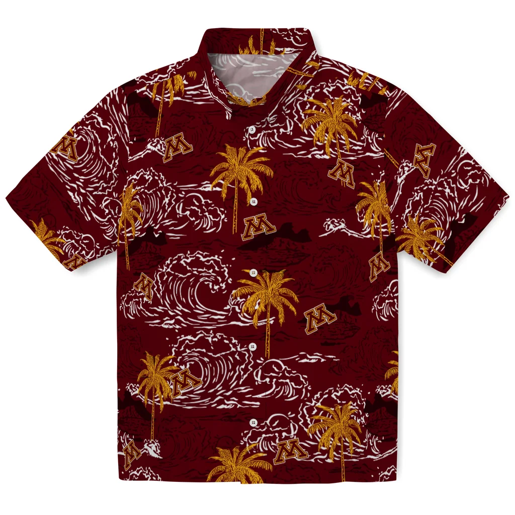 Minnesota Golden Gophers Hawaiian Shirt - Wave Palm minnesota golden gophers wave palm maroon hawaiian shirts best selling