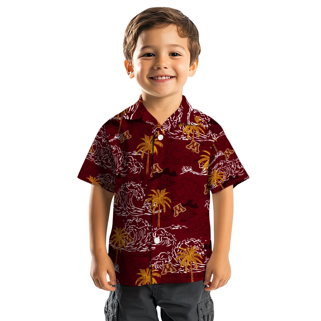 Minnesota Golden Gophers Hawaiian Shirt - Wave Palm minnesota golden gophers wave palm maroon hawaiian shirts top rated