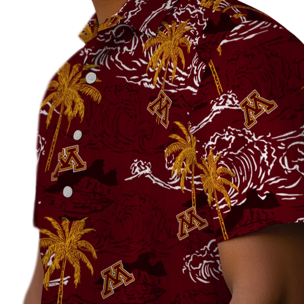 Minnesota Golden Gophers Hawaiian Shirt - Wave Palm minnesota golden gophers wave palm maroon hawaiian shirts trendy