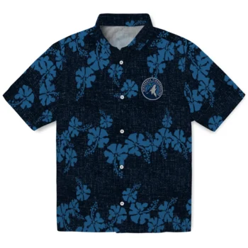 minnesota timberwolves hibiscus petals midnight blue hawaiian shirts best selling
