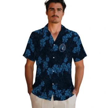 minnesota timberwolves hibiscus petals midnight blue hawaiian shirts fashion forward